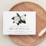 Grandiflora Bridesmaids Brunch Invitation<br><div class="desc">Modern floral bridesmaids brunch invitation features chic block and italic lettering mixed with elegant handwritten script,  topped by a pair of graceful white magnolia flowers and lush dark green leaves.</div>