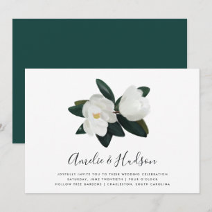 Grandiflora White Magnolia Wedding Invitation