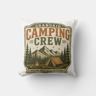 Grandkid Camping Crew Vintage Outdoor Camping Thro Cushion