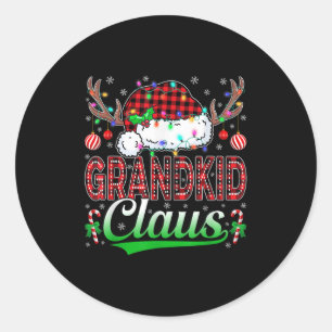 Grandkid Claus Christmas Lights Matching Family Xm Classic Round Sticker