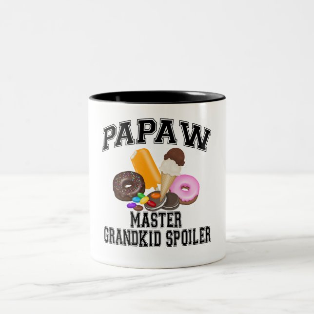 Grandkid Spoiler Papaw Two-Tone Coffee Mug (Center)