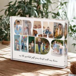 Grandkids 9 Photo Collage, Gift for Grandparents Block