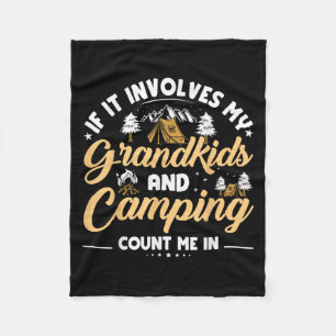 Grandkids And Camping Trip Funny Camping Grandpare Fleece Blanket