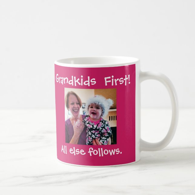 Grandkids First Custom Photo & Text Coffee Mug (Right)