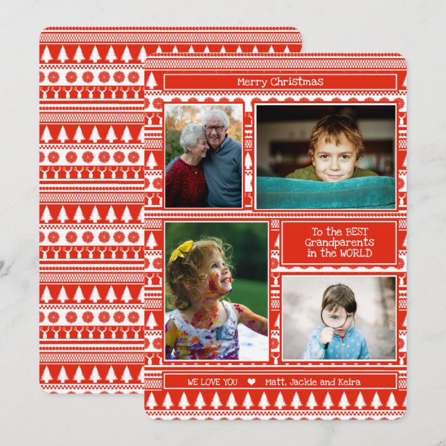 Grandkids Grandpa Grandma Photo Merry Christmas  Holiday Card (Front/Back)
