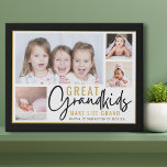 Grandkids Great Grandparents Life Quote 4 Photo Faux Canvas Print<br><div class="desc">A modern photo collage gift for grandparents with a sentimental quote "Grandkids make life grand".Personalise with 4 pictures and grandchildren names to make it a memorable gift for Christmas mother's day, grandparents's day,  and birthday..</div>