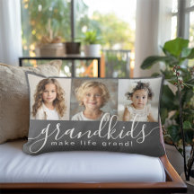 Grandkids Make Life Grand 3 Photo Collage Grey