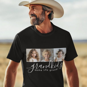 Grandkids Make Life Grand 3 Photo Collage T-Shirt