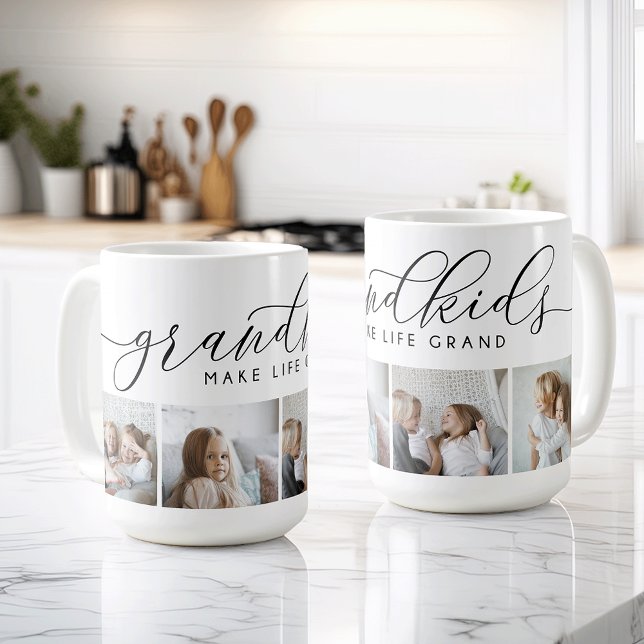 Grandkids Make Life Grand | 4 Photo Collage Coffee Mug (Creator Uploaded)