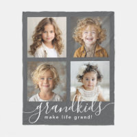 Grandkids Make Life Grand 4 Photo Collage Grey