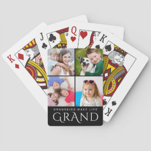 GRANDKIDS MAKE LIFE GRAND 4 Photo Collage Playing Cards
