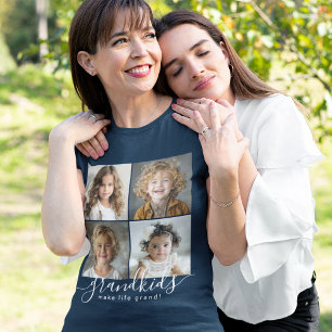 Grandkids Make Life Grand 4 Photo Collage Tri-Blend Shirt