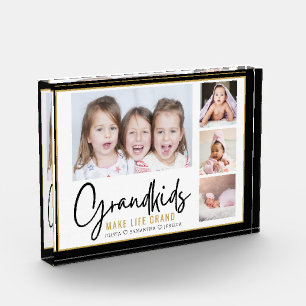 Grandkids Make Life Grand 4 Picture Personalised  Photo Block