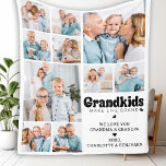 Grandkids Make Life Grand Custom 10 Photo Collage Fleece Blanket<br><div class="desc">Wrap your beloved grandparents in warmth and cherished memories with our Personalised Fleece Blanket, designed to be the perfect family keepsake. This modern and stylish fleece blanket features a beautiful photo collage of ten precious pictures, capturing the joyful moments shared between grandparents and their grandchildren. Each snapshot tells a story...</div>