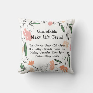 Grandkids Make Life Grand Floral Cushion