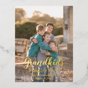 Grandkids Make Life Grand Foil Holiday Postcard
