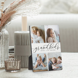 Grandkids Make Life Grand Four Photo Collage Plaque