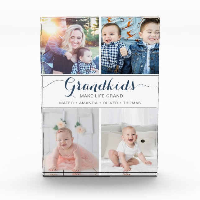 Grandkids Make Life Grand Gift Collage Photo Block (Front)