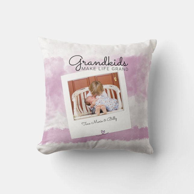 Grandkids Make Life Grand Grandchildren Photo Cushion (Front)