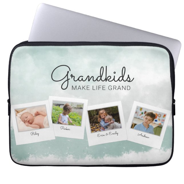 Grandkids Make Life Grand Grandchildren Photo Laptop Sleeve (Front)