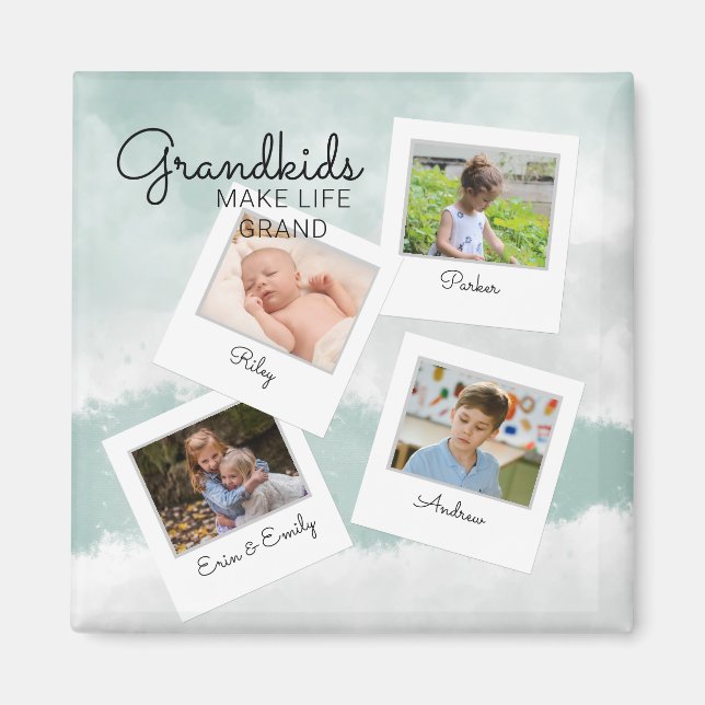 Grandkids Make Life Grand Grandchildren Photo Magnet (Front)