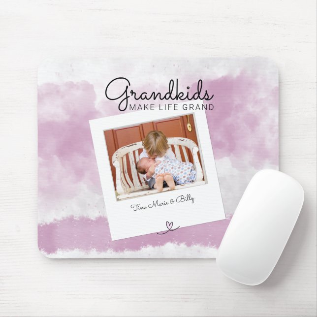 Grandkids Make Life Grand Grandchildren Photo Mouse Mat (With Mouse)