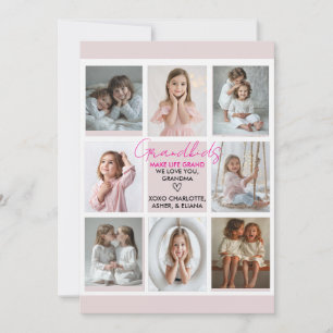 Grandkids Make Life Grand Grandma 8-Photo Custom  Invitation