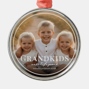 Grandkids Make Life Grand Grandparent 2 Photo Metal Tree Decoration