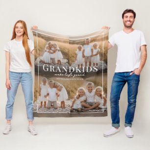 Grandkids Make Life Grand Grandparent Gift Photo Fleece Blanket