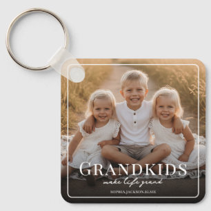 Grandkids Make Life Grand Grandparent Gift Photo Key Ring