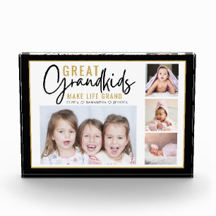 Grandkids Make Life Grand Grandparents 4 Picture Photo Block
