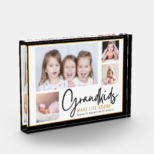Grandkids Make Life Grand Grandparents 4 Picture  Photo Block