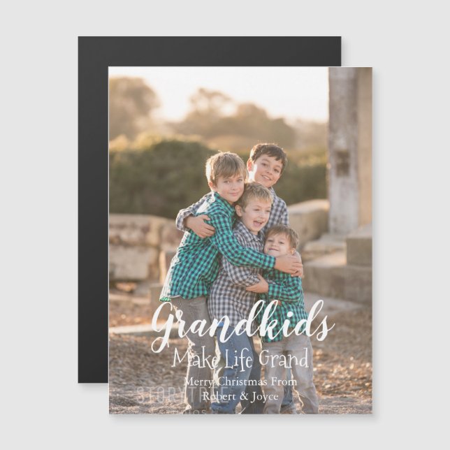 Grandkids Make Life Grand Holiday Magnet Card (Front/Back)