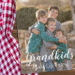 Grandkids Make Life Grand Jigsaw Puzzle<br><div class="desc">Grandkids make life grand: Custom family photo puzzle. Photo credit Photography © Storytree Studios,  Stanford,  CA. Photo template must be replaced with your own photo</div>