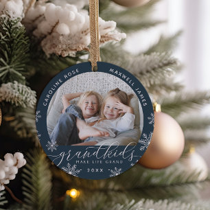 Grandkids Make Life Grand Photo Ceramic Tree Decoration