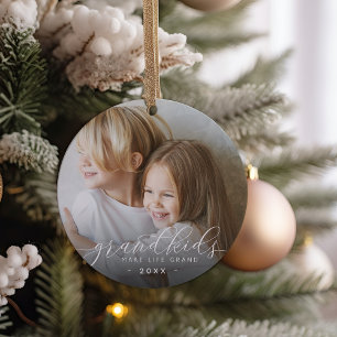 Grandkids Make Life Grand   Photo Ceramic Tree Decoration