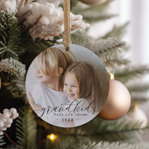 Grandkids Make Life Grand   Photo Ceramic Tree Decoration