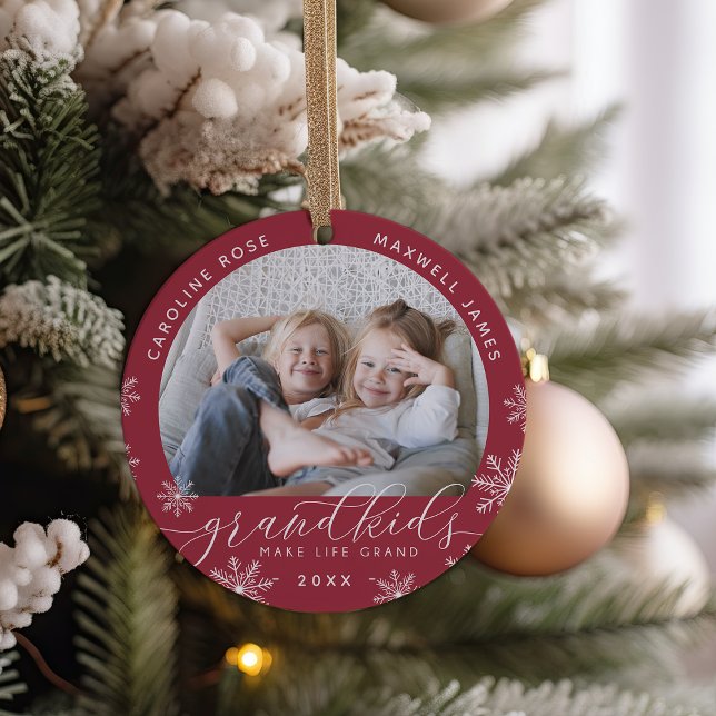 Grandkids Make Life Grand Photo Ceramic Tree Decoration (Creator Uploaded)