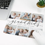 Grandkids Make Life Grand | Photo Collage Mouse Mat<br><div class="desc">Create a sweet gift for a beloved grandma or grandpa with this cool photo collage mousepad. "Grandkids make life grand" appears in the centre in black and grey calligraphy script lettering on a white background. Customise with six photos of their grandchildren for a unique Grandparents Day gift.</div>