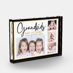 Grandkids Make Life Grand Quote 4 Picture Photo Block