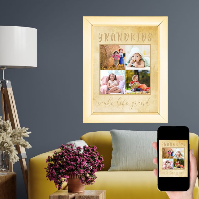 Grandkids make life Grand Rustic Photo Collage Poster (Creator Uploaded)
