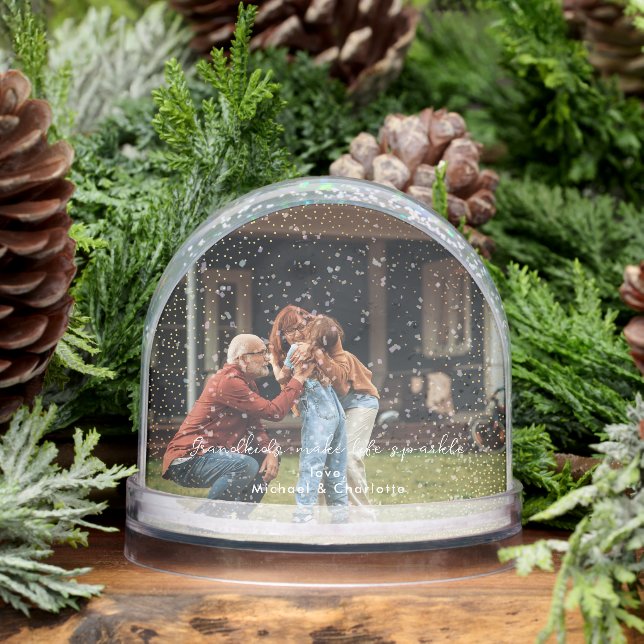 Grandkids Make Life Sparkle Custom Photo Snowglobe (Winter)