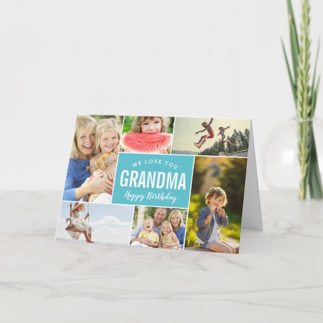 Grandkids Photo Collage Birthday Card (Front)