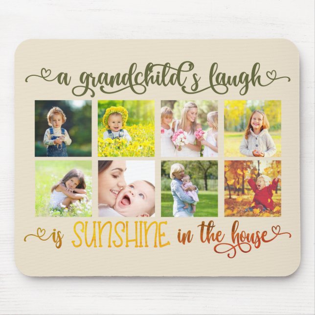 Grandkids Quote and Custom Photo Collage Mouse Mat (Front)