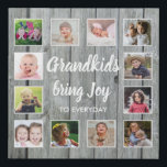 Grandkids Quote Rustic Gray Wood 12 Photo Collage Faux Canvas Print<br><div class="desc">A rustic wood photo collage canvas art with a beautiful quote "Grandkids bring joy to everyday".Personalize with 12 family photos to make it a memorable keepsake gift for grandparents.</div>