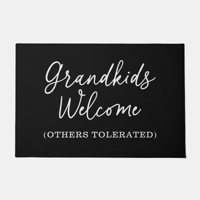 Grandkids Welcome Others Tolerated Funny Doormat (Front)