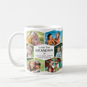 Grandma 14 Photo Collage Hexagon Pattern Coffee Mug