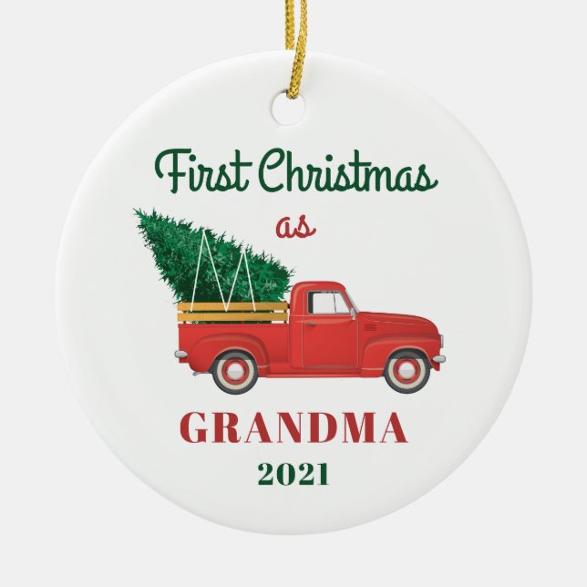 Grandma 1st Christmas Holiday Family Ceramic Tree Decoration (Front)