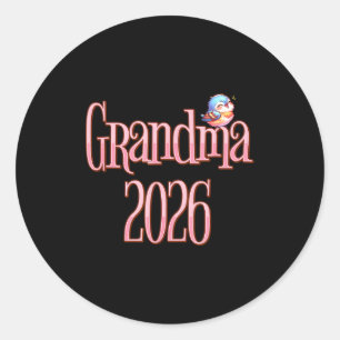 Grandma 2026 Cute Bird New Grandma Pregnancy Revea Classic Round Sticker