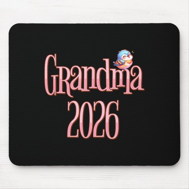 Grandma 2026 Cute Bird New Grandma Pregnancy Revea Mouse Mat (Front)